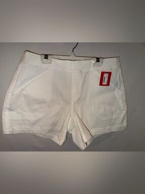 LADIES LARGE Spanx white Stretch 4” Twill Shorts $78 RETAIL